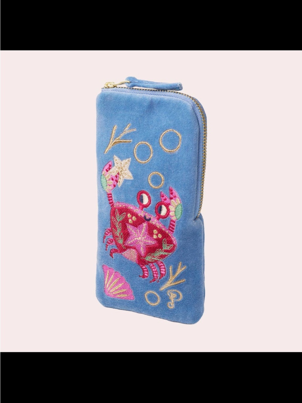 POWDER Embroidered Velvet Sunnies Crab Pouch